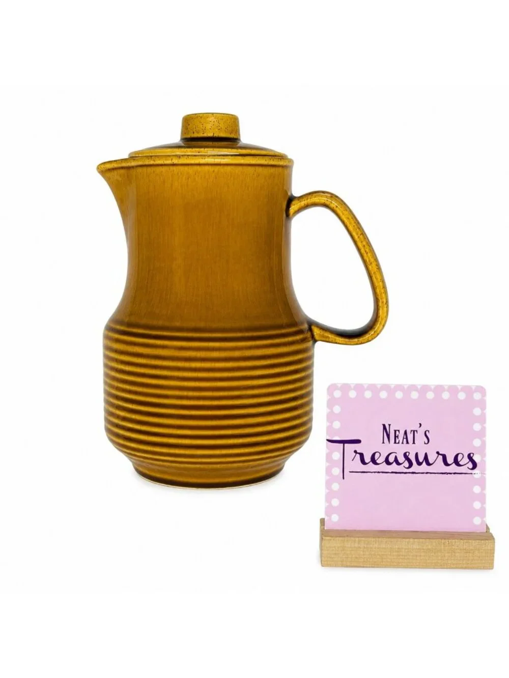 Vintage Golden Brown Glazed Speckled Mid-Century Style Coffee Tea Pot Pitcher